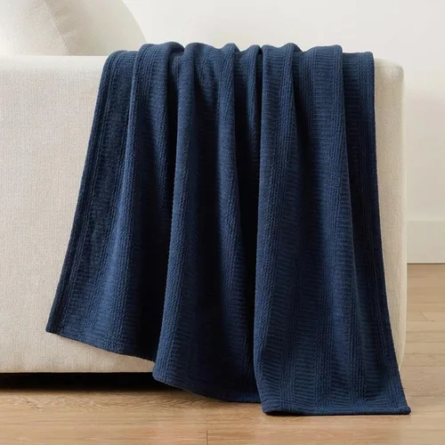 Vista 11 de Nautica - Manta tamaño Queen, ropa de cama tejida de algodón texturizado, ideal para cama o sofá, certificado Oeko-Tex (rayas grises)