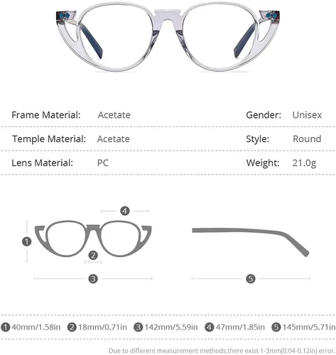 Vista 3 de HEPIDEM Marco de gafas de acetato para hombre, nuevo marco de gafas óptico retro redondo vintage, 9164 Negro