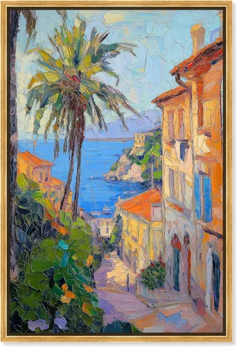 Vista 8 de Art Remedy Serene Waterside Canvas Monet Coastal, marco negro, 10 x 15 pulgadas