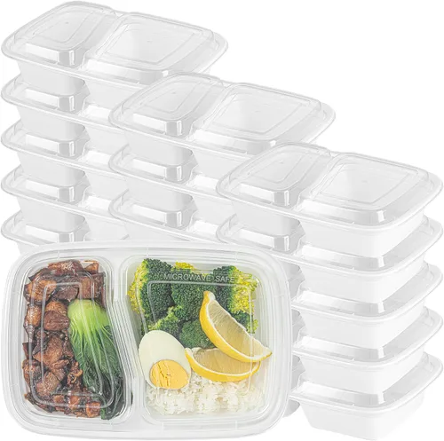 Vista 18 de Asporto - Cajas para llevar con compartimentos de 32 onzas, 50 recipientes para preparar comidas para microondas, 2 compartimentos, con tapas