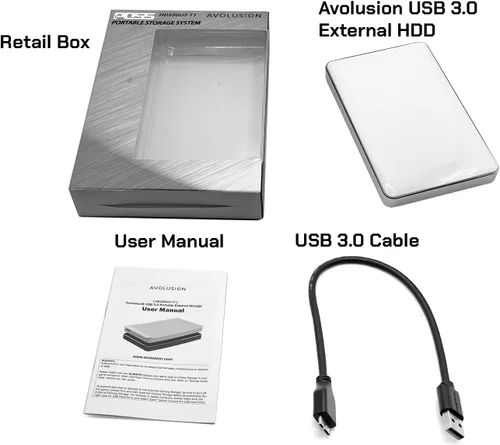 Vista 7 de Avolusion T1 Series 2TB USB 3.0 Disco duro externo portátil para PC, Mac, PlayStation y Xbox (blanco)