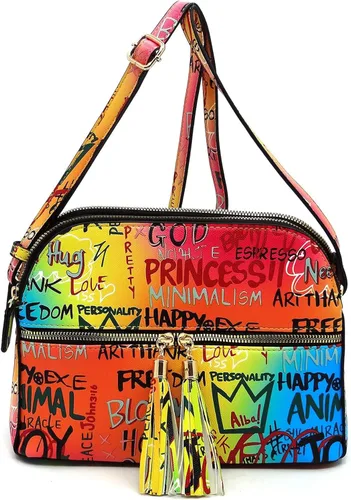 Vista 3 de Bolso cruzado con cremallera y fleco, multigraffiti para latas de aerosol, bolsa de graffiti para graffiti