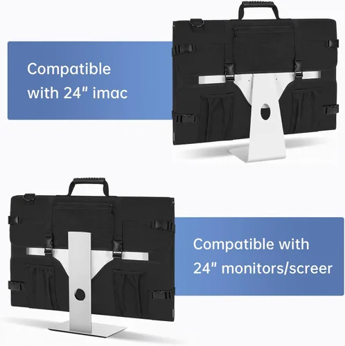 Vista 4 de Funda de transporte para monitor, funda de viaje para pantallas LCD de 24 pulgadas y monitores, bolsa protectora para monitor con asa de transporte