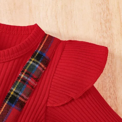 Vista 4 de Mameluco de Navidad para niñas recién nacidas, falda de malla de terciopelo rojo, traje de primera Navidad, regalo de Navidad