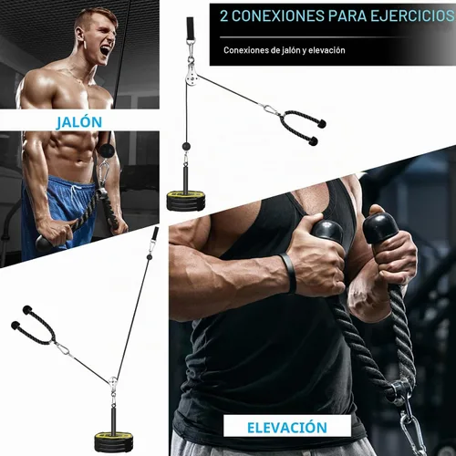 Vista 2 de Sistema de polea para gimnasio en casa, sistema de polea de cable para gimnasio para máquina de cable LAT Pulldown Accesorio de polea con cuerda