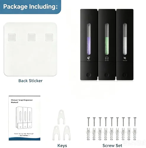 Vista 7 de Shampoo and Conditioner Dispenser Wall Mounted for Bathroom Hotel Black