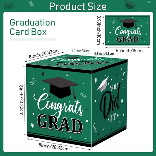 Vista 2 de Nezyo Caja para tarjetas de graduación con 30 tarjetas de consejo, caja de tarjetas de regalo de felicitaciones para clase de 2026, caja