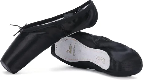 Vista 9 de WENDYWU Zapato de ballet profesional para niños niña y señoras rosa PU suela ballet Pointe zapatos de baile con almohadillas para los dedos