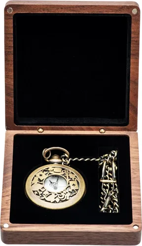 Vista 2 de COSISO Caja de regalo de reloj de bolsillo de madera de nogal, portátil, de un solo bolsillo, organizador de viaje para hombres y mujeres