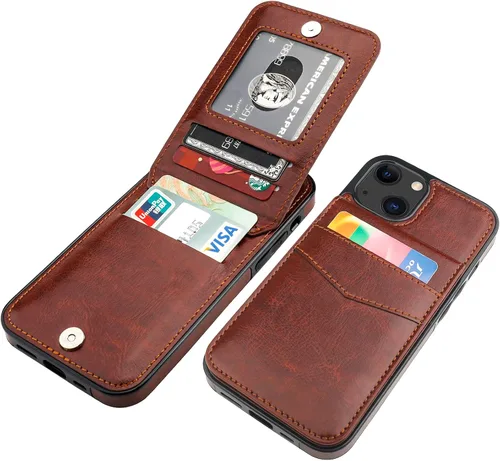 Vista 27 de KIHUWEY Funda Cartera Compatible con iPhone 13 con Soporte para Tarjetas de Crédito, Cierre Magnético de Cuero Premium con Soporte, Funda Protectora
