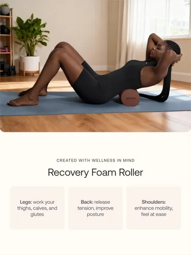 Vista 4 de BetterMe - Rodillo de espuma para recuperación muscular, rodillo de ejercicio de alta densidad para espalda y piernas, rodillo de masaje de tejido