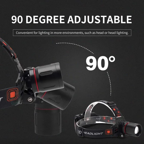 Vista 4 de Linterna de Cabeza de Caza Luz Roja Recargable, 1000 Lúmenes Luz LED Roja de Cabeza Zoomable Impermeable 3 Modos para Caza de Mapache, Jabalí