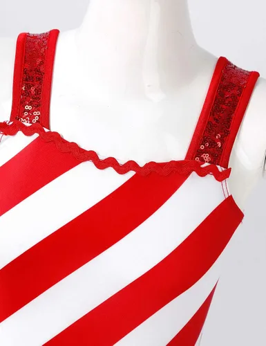 Vista 4 de YiZYiF Disfraz de baile de dulces de Navidad para niñas y niñas, sin mangas, vestido de leotardo de princesa con tutú