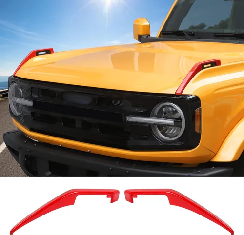 Vista 8 de JeCar Cubiertas de visera de sendero de capó, accesorios de decoración exterior de ABS para Ford Bronco 2021-2022, acabado de fibra de carbono