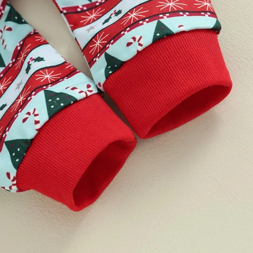 Vista 6 de Madjtlqy Sudadera de manga larga con estampado de letras y pantalones elásticos, ropa de Navidad para bebé