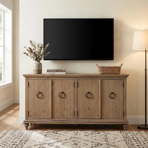 Vista 7 de Martin Svensson Home Garden District - Soporte de TV de madera maciza de 65 marrón (Driftwood Brown)