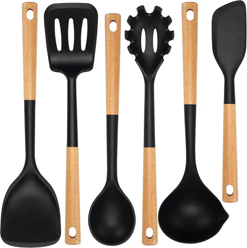 Vista 11 de Juego de utensilios de cocina de silicona, juego de 28 piezas de utensilios de cocina para cocinar, juego de espátulas resistentes al calor de 446