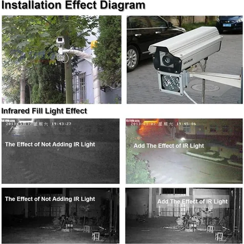 Vista 5 de ASHATA Luz infrarroja infrarroja IR de visión nocturna de 48 LED para cámara de seguridad CCTV y cámara IP, gran angular de 60°, a prueba de agua