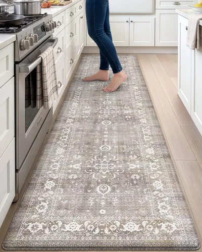 Vista 20 de DEXI Alfombrillas de cocina acolchadas antifatiga, 24 x 87 pulgadas, color Beige claro