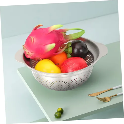 Vista 8 de Stainless Steel Vegetable Strainer Multi Purpose Colander for Cooking Washing Rice Fruits Capacity Design Kitchen Tool for Effortless Food