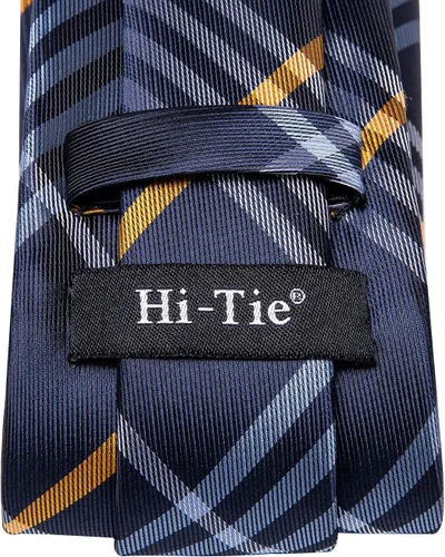 Vista 301 de Hi-Tie Corbata clásica de cachemira para hombre con pañuelo y gemelos a cuadros