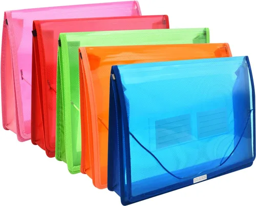 Vista 10 de Carpeta de archivos expandible organizador de documentos r con solapa y cierre de cable, bolsa de documentos transparente impermeable, expansión