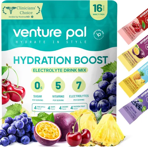 Vista 9 de Venture Pal Paquetes de electrolitos en polvo sin azúcar, mezcla de bebida líquida diaria IV para hidratación rápida y recuperación de fiestas, 5