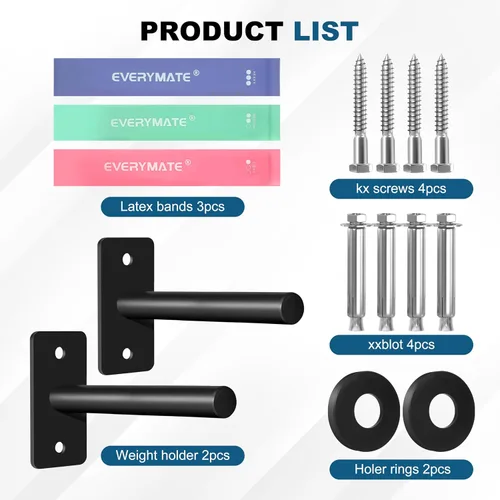 Vista 2 de EVERYMATE Soporte para placas de peso, soporte de placa de peso de montaje en pared para placas de parachoques, capacidad máxima de peso de 330