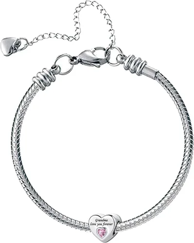 Vista 5 de Birthday Pink Heart I Love You Forever Bead Charms Compatible with Pandora Bracelets for Dad Wife Granddaughter Mom Daughter Nan Auntie Grandma