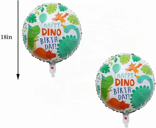 Vista 3 de 5 globos de dinosaurio de 35 pulgadas para decoración de cumpleaños para niños, globos de dinosaurio de papel de aluminio verde para Wild One Baby