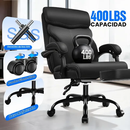 Vista 8 de AreShark Silla de oficina, ergonómica y cómoda silla de escritorio para computadora con respaldo alto y reposapiés, silla reclinable ejecutiva Negro