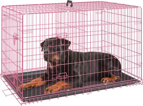 Vista 19 de [Usado] FDW Jaula para perros pequeños de 24 pulgadas plegable de metal con alambre para mascotas, doble puerta con panel divisor para interiores
