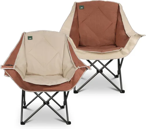 Vista 12 de Northroad Silla de campamento plegable, silla de campamento portátil de gran tamaño con soporte para tazas, silla de césped acolchada resistente