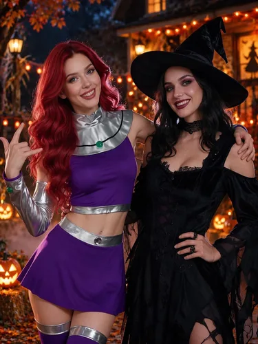 Vista 7 de Disfraz de Starfire para mujer, disfraz de Halloween para niñas, traje de superhéroe Koriandr, vestido superior, guantes, accesorios Morado