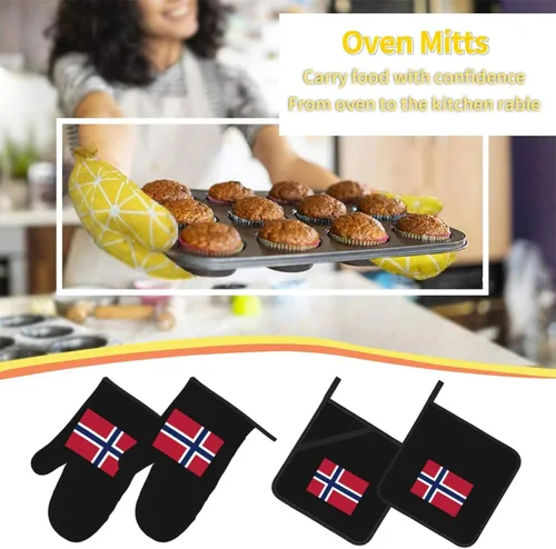Vista 7 de Norway Flag - Juego de 4 manoplas de horno resistentes al calor