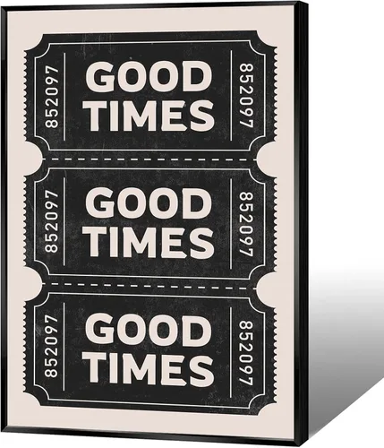 Vista 20 de Póster vintage negro con texto en inglés "Good Times" (Good Times) para habitación negra, estética, arte de pared, bar, carrito, impresiones