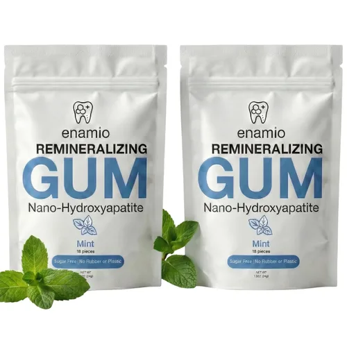 Vista 10 de Enamio Chicle Remineralizante de Bayas, Chicle de Xilitol Sin Azúcar con Nano Hidroxiapatita, Apoya el Aliento Fresco y la Salud Bucal, Base