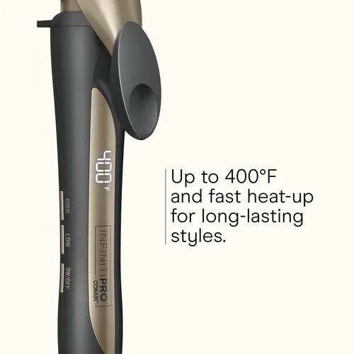 Vista 4 de INFINITI PRO CONAIR Rizador de cerámica de turmalina de 1 pulgada, rizador de pinza, barril de 1 pulgada produce rizos clásicos, rizador de pelo
