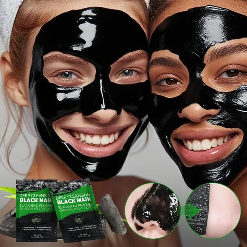 Vista 7 de Paquete de 20 mascarillas removedoras de puntos negros, máscara facial negra con cepillo, removedor de acné de poros y puntos negros para cara