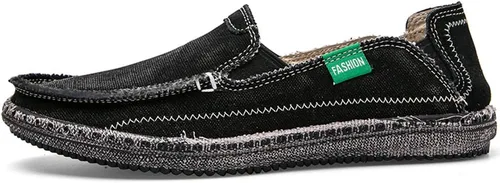 Vista 2 de CASMAG Zapatos de tela para hombre, estilo casual, zapatos de lona antideslizantes para ocio, estilo vintage, zapatos náuticos planos