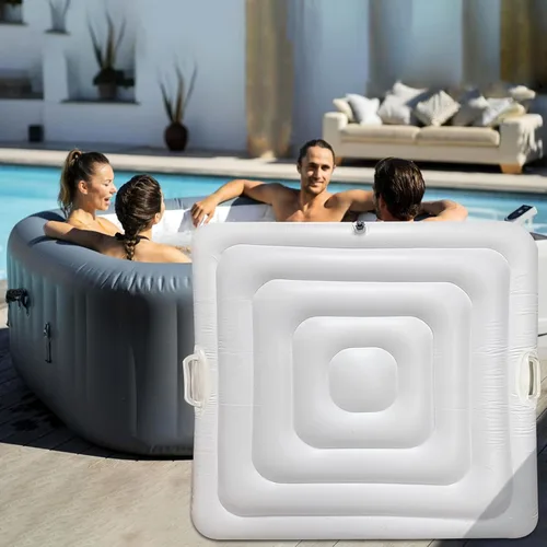 Vista 7 de Cubierta Inflable para Jacuzzi Tapa de Ahorro de Energía para Jacuzzi al Aire Libre, Cubierta Protectora Resistente al Viento e Impermeable