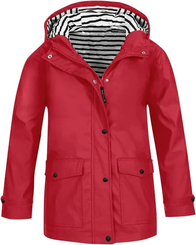Vista 13 de Moonker Chaqueta impermeable ligera para niños y niñas, rompevientos con capucha, chaqueta impermeable Softshell para otoño para la escuela beige-b