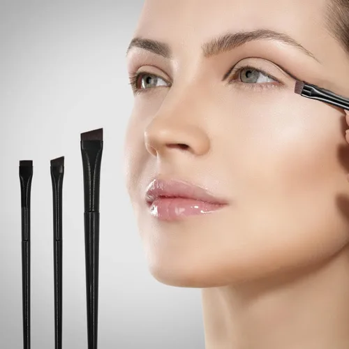 Vista 7 de Juego de 15 pinceles para tinte de cejas y delineador en ángulo, precisión inclinada ultrafina para delineador, tinte de cejas y maquillaje, incluye