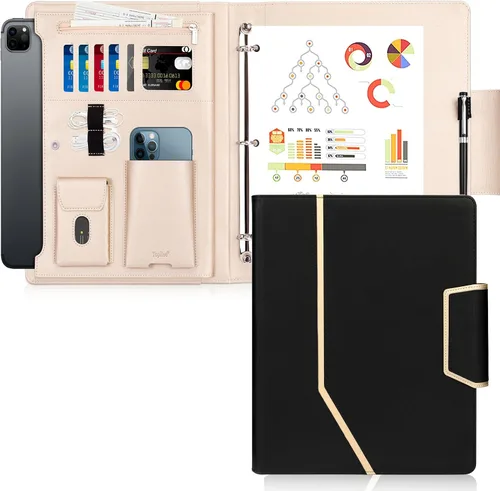 Vista 8 de Toplive Portfolio Carpeta de 3 Anillas Padfolio, Carpeta de Portafolio para Entrevistas de Negocios y Currículum para Mujeres y Hombres