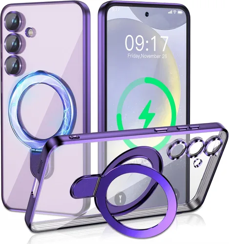 Vista 23 de Funda magnética para iPhone 14 Pro con soporte invisible [compatible con MagSafe] [protector completo de lente de cámara]