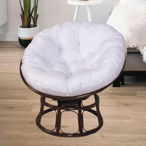 Vista 4 de Cojín de asiento para exteriores, redondo, extraíble, 24 x 24 pulgadas, color blanco