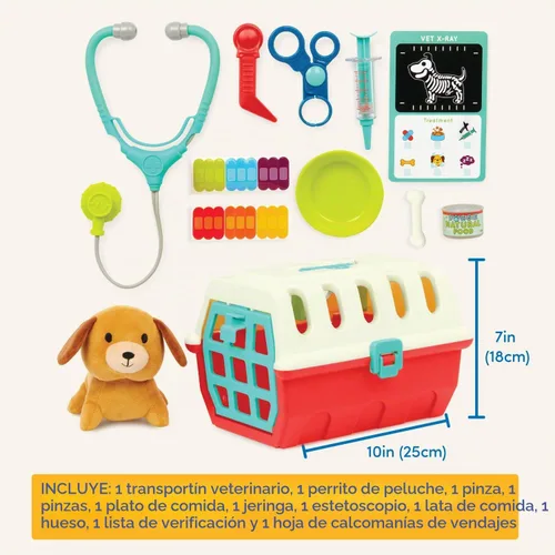 Vista 5 de Battat Mini juego de veterinario, kit veterinario para el cuidado