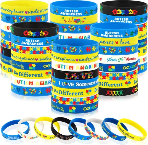 Vista 28 de JUNEBRUSHS 64 piezas de pulseras de silicona para fiesta del 100º día de escuela