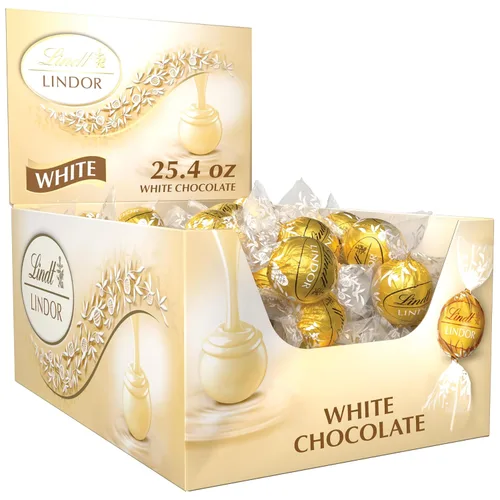 Vista 11 de Lindt LINDOR Trufas de chocolate blanco con menta, caramelo de chocolate blanco con suave centro de trufa de menta, 25.4 oz., 60