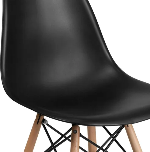 Vista 7 de Flash Furniture - Paquete de 2 sillas Elon Series de plástico negro con patas de madera
